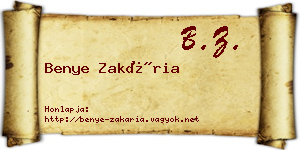 Benye Zakária névjegykártya